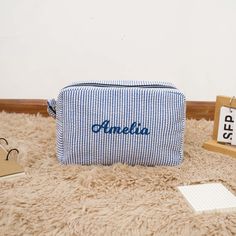 "Crafted with attention to detail, this Monogrammed Toiletry Bag is not just a practical necessity but also a stylish statement piece. Whether it's a bridal gift, baby gift, birthday surprise, or a bridesmaid makeup bag, this cosmetic pouch is designed to impress. ✿ Compact Size: Measuring at a convenient 8.5\"*3\"*5.5\", this cosmetic bag is the perfect size to fit into your handbag or carry-on luggage. ✿ Vibrant Color Selection: Choose from an array of delightful colors including Green, Pink, Bridesmaid Gifts Blue, Monogrammed Makeup Bags, Custom Makeup Bags, Bridesmaid Makeup Bag, Birthday Bag, Personalized Makeup Bags, Bridesmaid Makeup, Bridal Gift, Pencil Bags