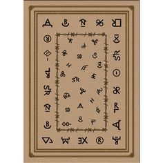 a rug with various symbols on it