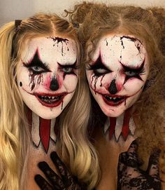 Scary Clown Halloween Costume Ideas, Scary Clown Halloween Makeup, Diy Scary Clown Costume For Women, Costume Women Ideas, Scary Women Clown Makeup, Circus Halloween Makeup, Half Clown Makeup, Scary Clowns Makeup, Face Paint Halloween Ideas