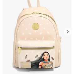 Brand New With Tags! Purchased For Someone Who Already Had One. Mickey Backpack, Disney Bags Backpacks, Cute Mini Backpacks, Disney Pocahontas, Pattern Bag, White Leaves, Disney Handbags, Loungefly Bag, Disney Bag