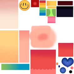 an abstract background with different colors and shapes, including the smiley face on top of it