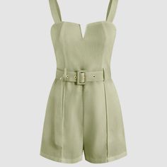 Nwt Solid V-Wire Playsuit With Belt In Pale Green. Didn’t Fit Me. Playsuits Outfit, Race Outfit, Preformance Outfits, 2000s Outfits, M Pants, Fashion Design Clothes, Trendy Clothes For Women, Pale Green, New Generation