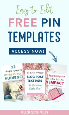 the free pin templates for bloggers to use on their blog or social media page