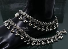 This is gorgeous anklet you just looking queen by wearing this , it is made from 925 sterling silver, gorgeous vintage antique stylish ankle feet bracelet, anklets. gorgeous ankle jewelry for belly dance wedding party tribal fabulous jewelry from Rajasthan India. Metal-925 sterling silver Item type-Anklets. length of anklet-10.5 INCHES Width-2.1 centimeter with bells. Weight-102.880 grams (pair weight) Finish-oxidized. STAMPED-925 Makes excellent gifting and collectible pieces. Feet Bracelet, Silver Payal, Foot Bracelet, Ankle Jewelry, Silver Anklets, Rajasthan India, Ear Rings, Fabulous Jewelry, Anklet Jewelry