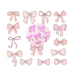 pink bows are arranged on a white background