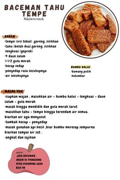 the menu for baceman tahu is shown in english and thai writing, with an apple on it