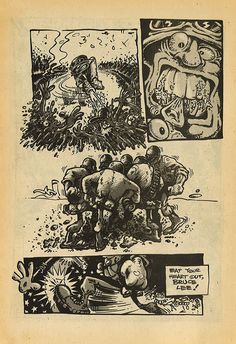 an old comic book page with black and white illustrations