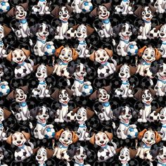 a group of dalmatian dogs sitting next to each other on a black background