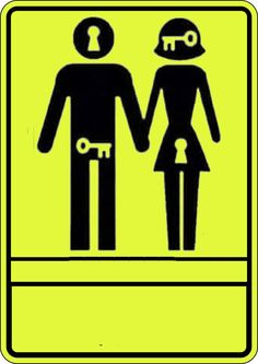 a yellow and black sign with a man and woman holding hands