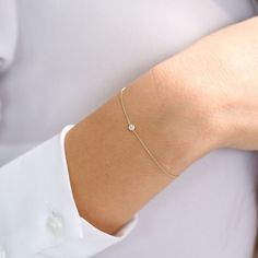 Simple Diamond Bracelet, Diamond Bracelet For Women, Solitaire Bracelet, Emerald Bracelet, Ethical Jewelry, Diamond Chain, Minimal Jewelry, Solitaire Diamond, Bezel Diamond