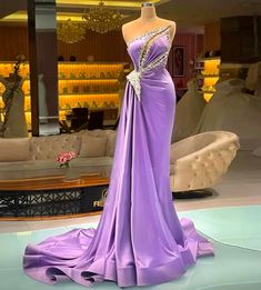 Sexy Mermaid Backless Long Evening Dresses For Women Lilac Prom Dresses, Evening Dress Beaded, Glitter Prom Dresses, Mermaid Gown Prom, Dr Closet, One Shoulder Prom Dress, Mermaid Evening Gown, Evening Dress Floor Length, Secret Agent