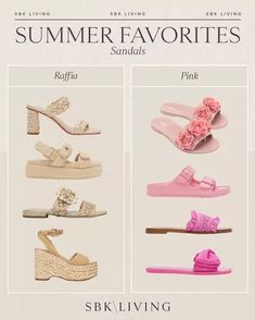 SHOES \ my favorite summer sandals - raffia and pink! These are so fun for a night out, beach time or vacation vibes! Shop my favorites. | SBK Living Vacation Vibes, Beach Time, Summer Sandals, Work Shoes, Sandals Summer, My Favorites, Slide Sandals