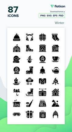 an image of various types of icons on a white sheet with green leaves in the background