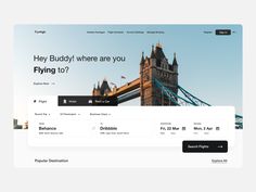 an image of a website page for flying to london