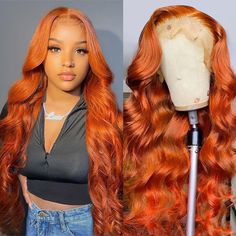 PRICES MAY VARY. 【Ginger Orange Lace Front Wigs Human Hair Material】: Made with 100% Unprocessed Grade 10A Brazilian Virgin Human Hair .Ginger wig human hair are made of human hair from young and healthy girl donors. Ginger frontal wigs human hair dyed with natural plant hair dyes, healthy and natural, voluminous and thick, soft and elastic, odorless, soft and smooth, comfortable for the skin , orange lace front wig durable and reusable. 【Ginger Lace Front Wigs Human Hair Pre Plucked Features】: Frontal Wig Body Wave, Long Human Hair Wigs, Ginger Hair Color, Short Human Hair Wigs, Lace Front Wigs Human Hair, Brazilian Remy Hair, 100 Human Hair Wigs, Colored Wigs, Wigs Human Hair