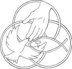 a hand holding a cross over a circle