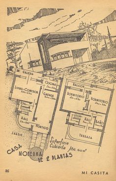 an old house with plans for the first floor and second story on it's side