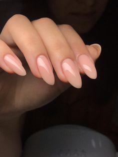 Oval Nails Natural Color, Natural Almond Nails, Pale Nails, Nails For Work, Almond Acrylic Nails