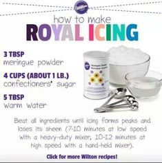 an advertisement for royal icing with instructions on how to make it in the microwave