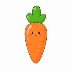 a cartoon carrot with a green leafy top and eyes on it's head