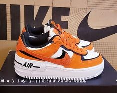 (eBay) Nike Size 5 Women's Air Force 1 Shadow AF1 Orange Black Guava Ice DQ8586-800 Casual Orange Low-top Nike Air Force 1, Casual Orange Nike Air Force 1, Casual Orange Nike Air Force 1 Lace-up, Shadow Af1, Orange Nike Shoes, Air Force Women, Air Force 1 Shadow, Athletic Shoes Nike, Orange Sneakers