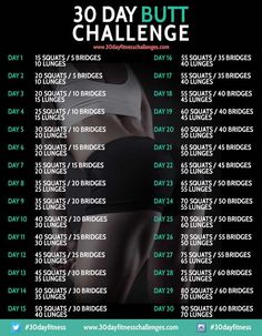 Complete the 30 Day Butt Challenge Fitness Workout this month and get that tight butt you always wanted. 30 Day Fitness Challenges is ... 30 Day But Challenge Squats, Body Manifestation, Workouts Challenge, Glute Workouts, Workout Challenges, Jiggle Jiggle, Fitness Challenges