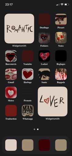 an iphone screen with the words romantic on it