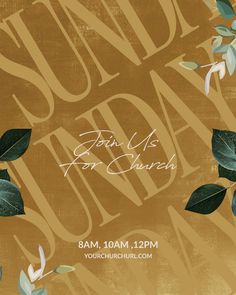 an image of a church flyer with leaves and vines on the front, in gold