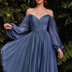 New Mother Of Bride Party Evening Formal Long Sleeve Chiffon A-Line Dress Color Smokey Blue Tags: Wedding Dress, Mother Of Bride Groom Dress, Prom Dress, Formal Long Sleeve Dress, Evening Maxi Dress, Solid Party Dress. Occasion: Formal, Evening, Cocktail, Guest Of Wedding, Bridal, Bridesmaid, Banquet, Prom, Ball, Graduation, Special Occasion. Garment Care: Dry Clean Suggested Elegant Evening Dresses Long, Friendly Outfits, Long Sleeve Bridesmaid Dress, Outfit School, Outfits Shorts, Sweetheart Bridesmaids Dresses, Long Sleeve Chiffon Dress, Smoky Blue, Cinderella Divine