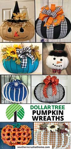 dollar tree pumpkin wreaths with the words dollar tree pumpkin wreaths written below them