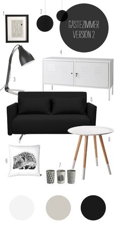 black and white living room mood board