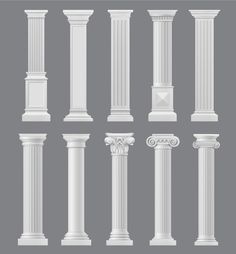 a set of white columns and pillars