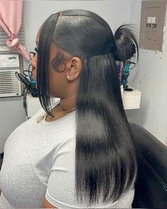 1 Bundle Hairstyles, Straight Ponytail Hairstyles, Girly Hairstyles, Weave Ponytail Hairstyles, Sleek Ponytail Hairstyles, Hair Inspiration Long, Braided Hairstyles For Teens