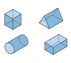 three dimensional shapes are shown in blue