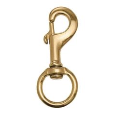 a gold metal hook with a ring on it