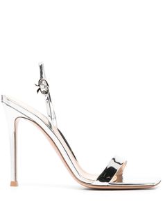 Ribbon 105mm stiletto sandals from Gianvito Rossi featuring silver-tone, calf leather, single toe strap, signature Ribbon buckle fastening, high stiletto heel and branded leather insole. Tone Calves, Random Products, Slingbacks, Gigi Hadid, African Women, Curator Style, Gianvito Rossi