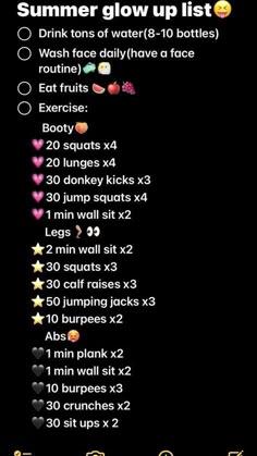 the workout list is displayed in this screenshoto screen shot, which shows how to get up and down