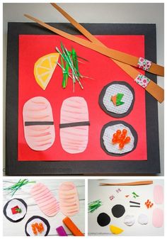 sushi crafts for kids made with construction paper