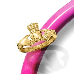 Ross-Simons - 14kt Yellow Gold Claddagh Ring Size 7. Handcrafted in luxe 14kt yellow gold, this timeless Claddagh ring presents the traditional Irish symbol for love, friendship and loyalty. Make it your new daily signature or gift it to someone special for nearly any occasion. 3/8" wide. 14kt yellow gold Claddagh ring. Gold Claddagh Ring, Irish Symbols, Claddagh Rings, Irish Traditions, Size 10 Rings, Love Symbols, Ring Size, Yellow Gold, Yellow