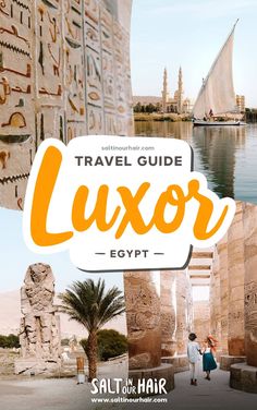 the egypt travel guide with text overlaying it