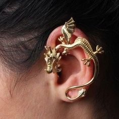 Rose Gold Ear Cuff, Dragon Ear Cuffs, Yennefer Of Vengerberg, Earrings Aesthetic, Gold Ear Cuff, High Fantasy, A Dragon, Jewelry Inspo