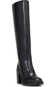 Vince Camuto Gibi Knee High Boot (Women) | Nordstrom Skirts With Sneakers, High Heel Boots Outfit, Extra Wide Calf Boots, Wide Calf Knee High Boots, Calf High Boots, Outfit Combos, Skirts With Boots, High Heel Boots Knee, Black Knee High Boots