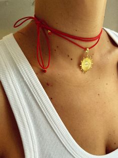 925 Red String Choker, Sun Bow Choker, Sun Pendant Necklace, Sun String Necklace, Adjustable String Necklace, Red String Necklace - Etsy Canada Boho Jewelry Diy, String Earrings, Bow Choker, Necklace Sun, String Necklace, Sun Pendant, Red String, Diy Bracelet Designs, Bling Shoes