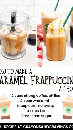 how to make a caramel frappuccino at home with two cups and one cup