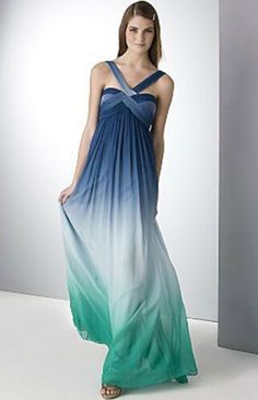 ELEGANT BRAND NEW BCBG MAX AZRIA "INK COMBO OMBRE"-COLORED SILK CHIFFON LONG GOWN WITH PLEATED EMPIRE WAIST Chiffon Long Gown, Long Flowing Skirts, Ombre Maxi Dress, Elegant Branding, Long Gown Dress, Bcbg Max Azria, Max Azria, Flowing Skirt, Gown Dress