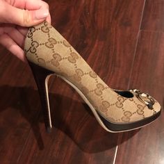 Beautiful Barely Worn Gucci Heels, Comes With Original Box And Shoes Bag/Dust Bag. No Stains, Excellent Condition. Gucci Heels, Shoes Bag, Peep Toe Heels, Gucci Shoes, Shoes Women Heels, Original Box, Dust Bag, Shoes Heels, Shoe Bag