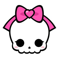 a skull with a pink bow on its head