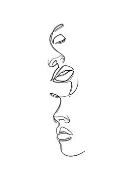 a black and white drawing of a face