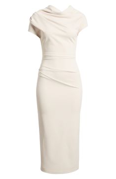 Whether you're off to the office or your next cocktail party, this stretch-enhanced sheath dress has you covered. Back zip closure Boat neck Short sleeves Unlined 90% polyester, 10% spandex Dry clean Made in the USA Women Work Dresses Offices, Soft Classic Dress Kibbe, Beige Sheath Bodycon Dress For Evening, Beige Sheath Bodycon Evening Dress, Beige Sheath Bodycon Dress For Formal Occasions, Beige Knee-length Bodycon Dress For Formal Events, Elegant Beige Cocktail Bodycon Dress, Beige Knee-length Bodycon Dress For Formal Occasions, Elegant Beige Bodycon Dress For Work