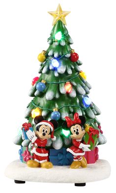 mickey and minnie mouse christmas tree with lights